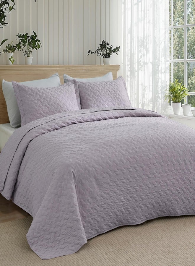 Bedsure Quilts Queen Size - Lightweight Bedspreads Queen Size with Basket Weave Pattern, Soft Quilt Bedding, Purple Comforter Coverlet for All Seasons (90" x 96") - Image 1