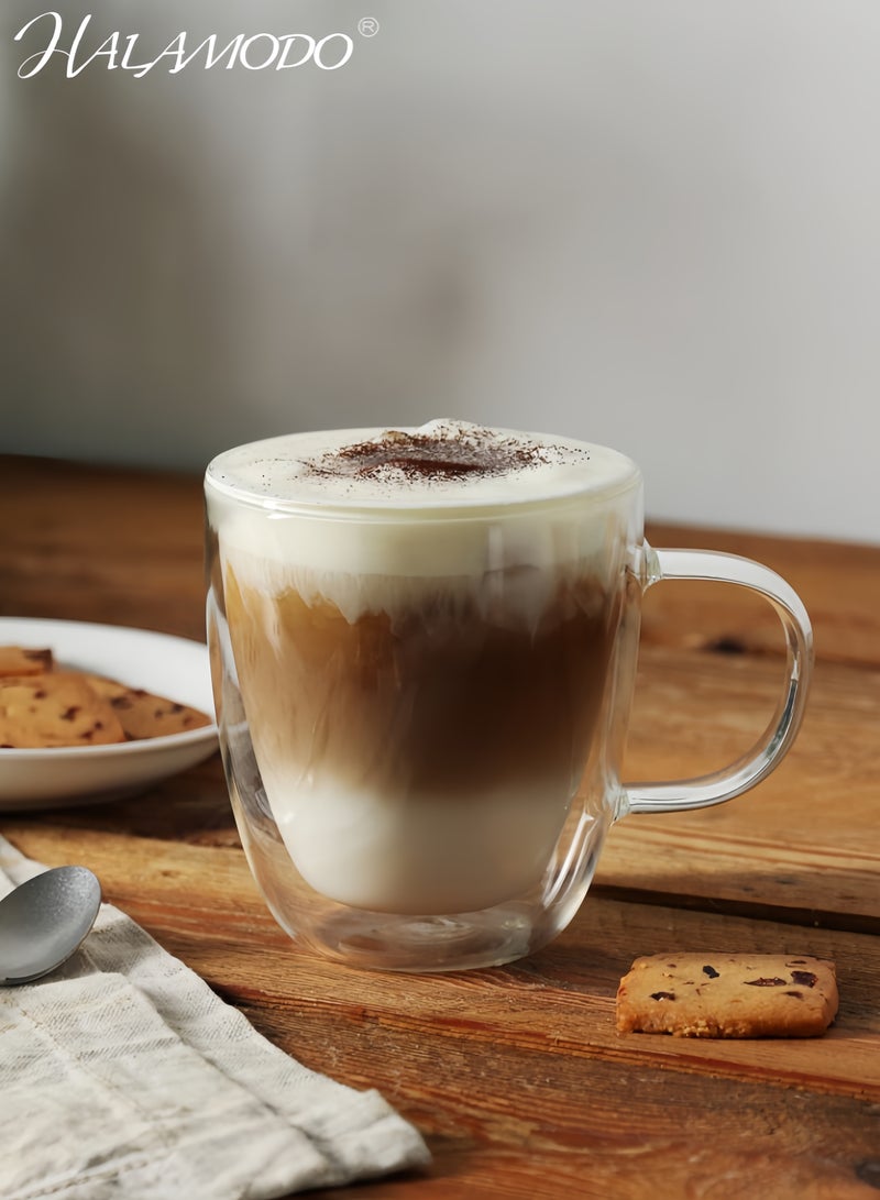 HALAMODO Handle Design Double Wall Insulated Tea Cup Clear 20cm - Image 3