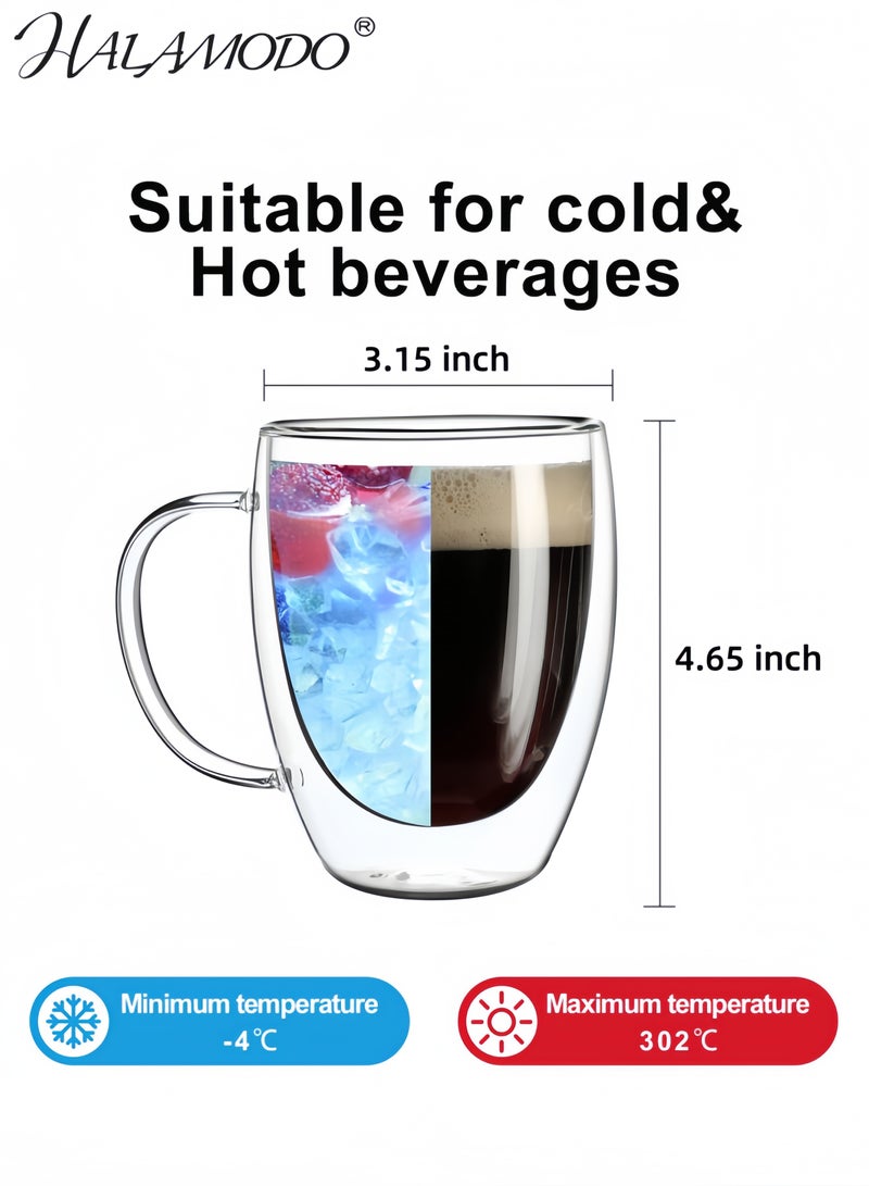 HALAMODO Handle Design Double Wall Insulated Tea Cup Clear 20cm - Image 5