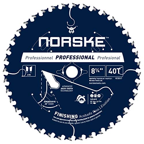 Norske أداة نرويجية NCSBS417 شفرة منشار دائري نهائي 8-1/4 بوصة 40T مع ثقب 5/8 بوصة وقطع ليزرية من الماس - Image 1