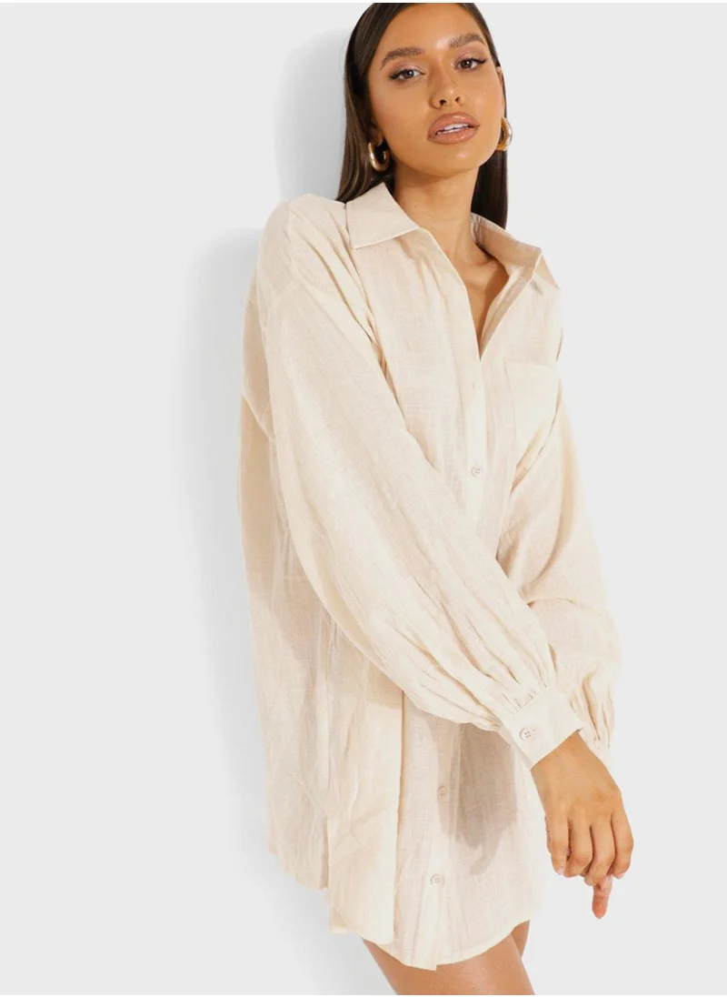boohoo Puff Sleeve Oversized Dress