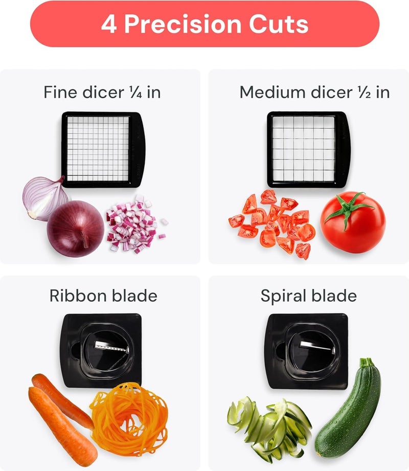 Fullstar The Original Pro Chopper - Vegetable Chopper and Spiralizer, Food Chopper with Container, Fruit Slicer, Kitchen Gadgets & Accessories, Home Essentials (4 in 1, Stainless Steel) - Image 4