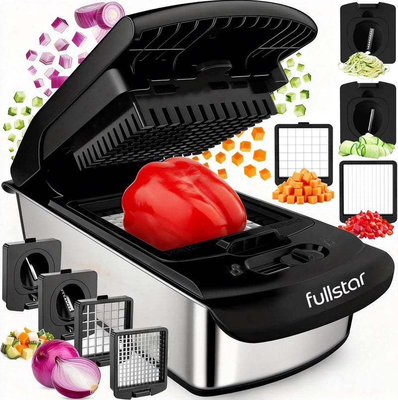 Fullstar The Original Pro Chopper - Vegetable Chopper and Spiralizer, Food Chopper with Container, Fruit Slicer, Kitchen Gadgets & Accessories, Home Essentials (4 in 1, Stainless Steel) - Image 1