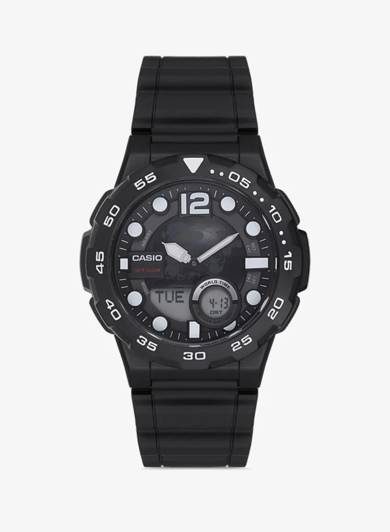 كاسيو Men's Analog-Digital Display Watch With Black Resin Strap - AEQ-100W-1A