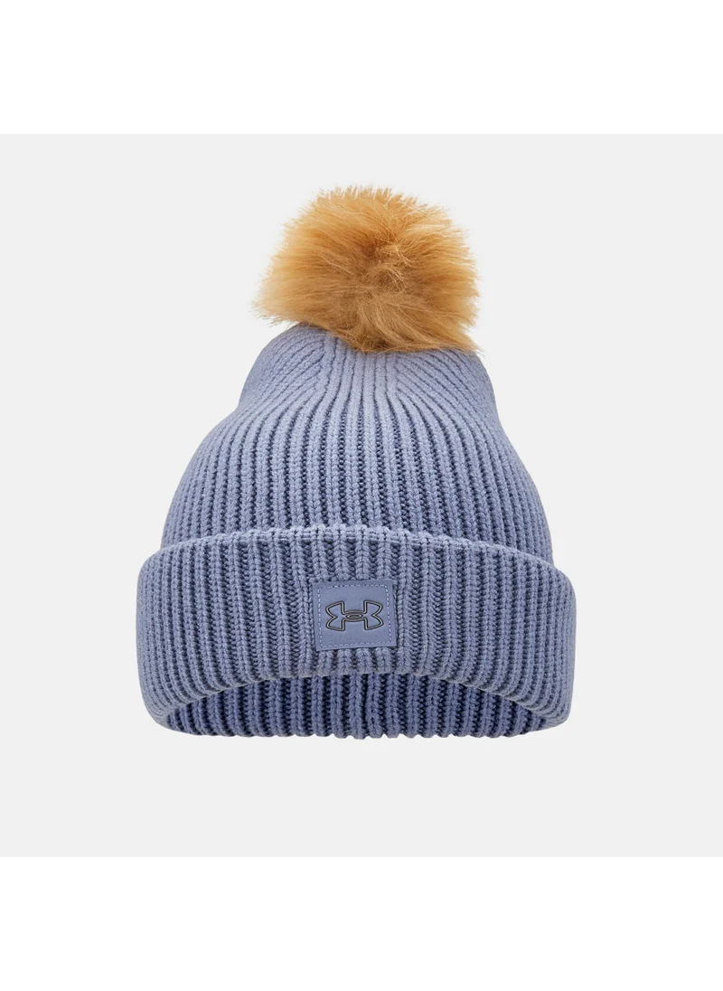 اندر ارمور Women's ColdGear® Infrared Halftime Ribbed Pom Beanie