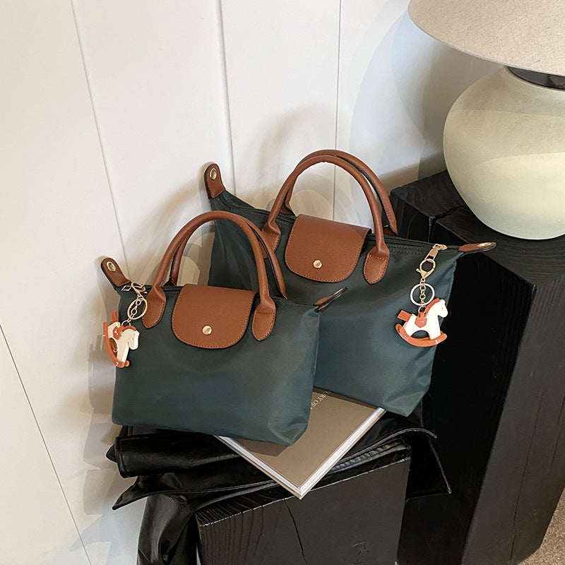 Contrast Color Large-Capacity Tote Bag, Fashionable and Trendyy New Handbag, Outdoor Travel Versatile One-Shoulder Crossbody Bag for Women green - Image 1