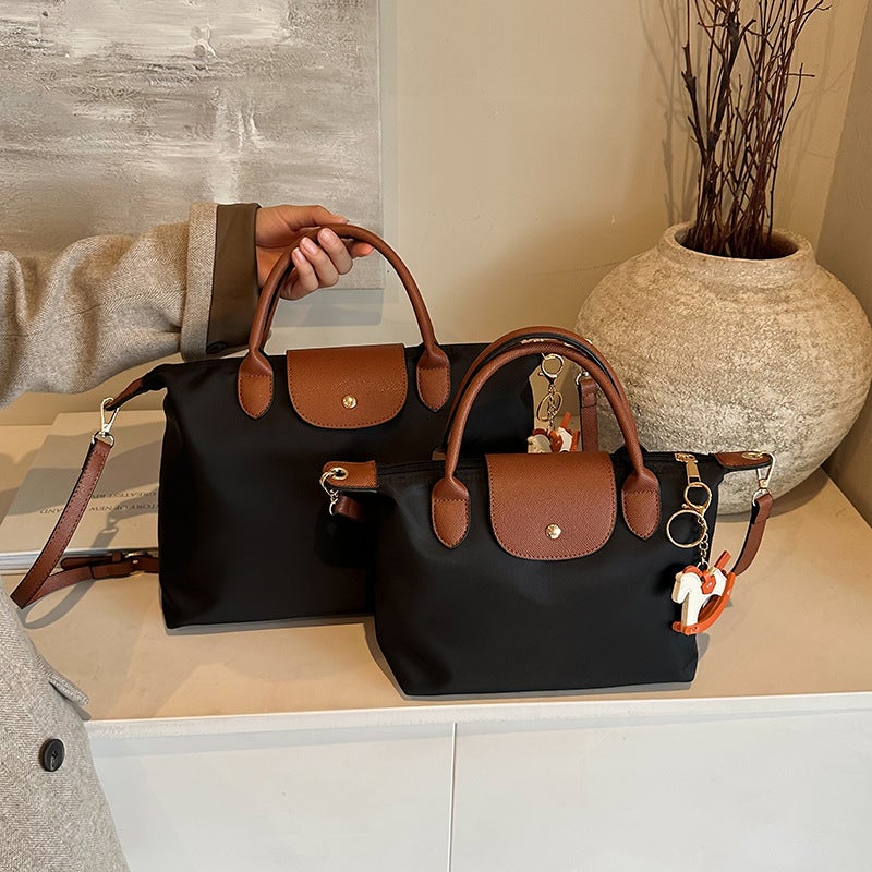 Contrast Color Large-Capacity Tote Bag, Fashionable and Trendyy New Handbag, Outdoor Travel Versatile One-Shoulder Crossbody Bag for Women green - Image 2