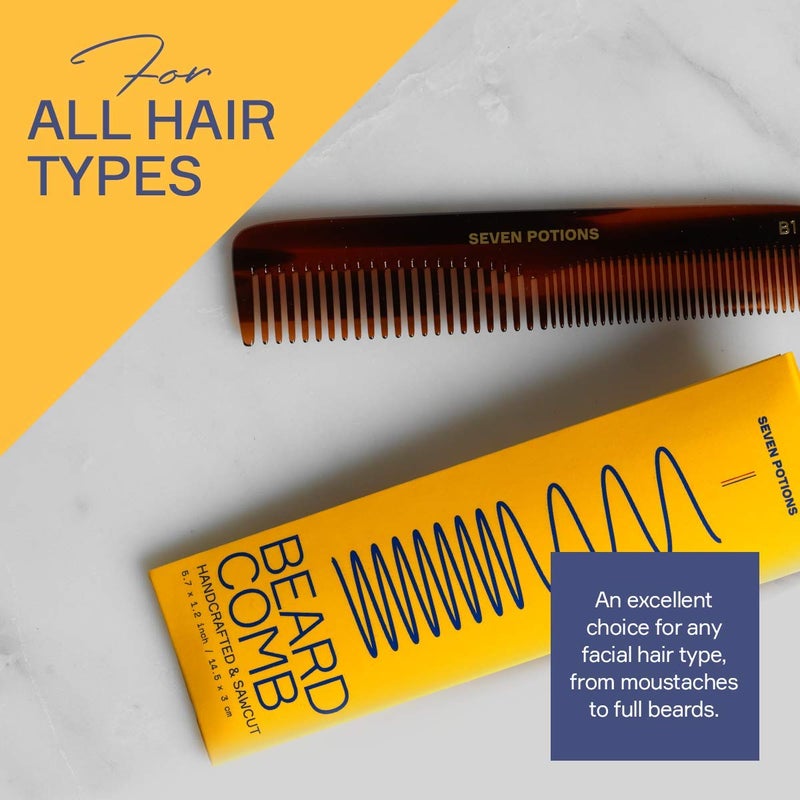 Seven Potions Beard Comb For Men 5.7 inch Fine and Coarse Tooth For Hair Beard And Moustache Hand Made and Sawcut (Beard Comb B1) - Image 2