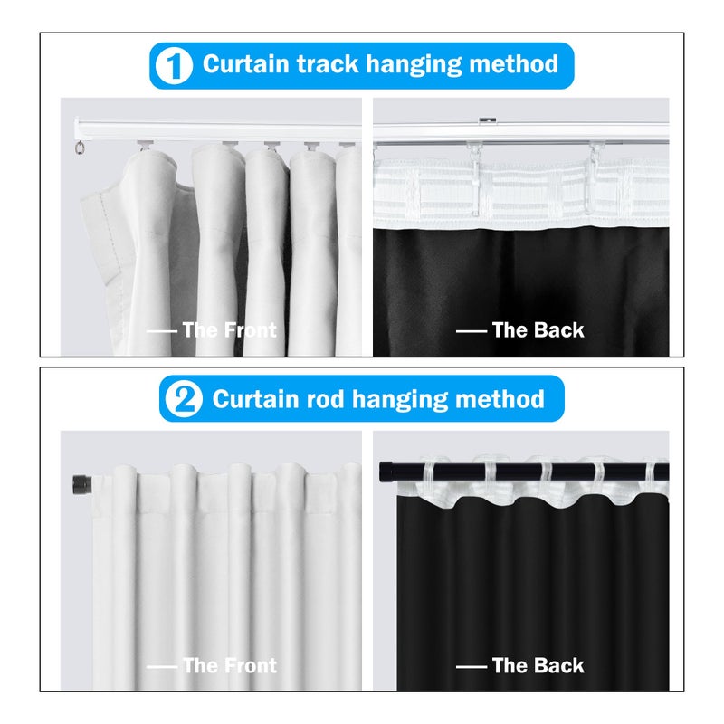 MaKefeile Room Divider Curtains Total Blackout Privacy Curtain Panel Room Thermal Insulated Noise Reduction Curtain for Bedroom Window Living Room Ceiling Track Curtain W 10 ft ? H 7ft White. - Image 2