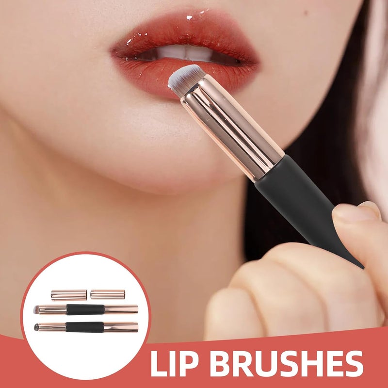 Double End Makeup Brush 2pcs Silicone Lip Applicator with Cap Double Headed Concealer Applicator Portable Reusable Lipstick Brush for Travel and Festival Makeup - Image 3