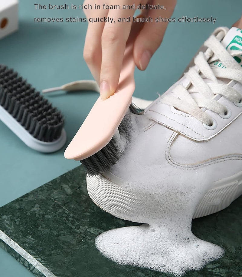 YHRY Household Cleaning Brush, Soft Bristle Laundry Brush Shoe Stain Remover Brush, Comfort Grip Nylon Brushes, for Fabric Clothes Carpet Floor, Pack of 2 Shoes Cleaner Brush, Blue and Gray - Image 3