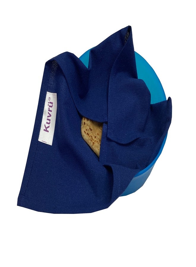 Kuvrü Cotton Tiffin Napkin 30 X 30 Cms(12X 12 Inches) Chapati Cover for Lunch Box Cover Roti Rumaal for Tiffins for School Kids Office Lunch Box,Pack of 3 (Blue, 3) - Image 2