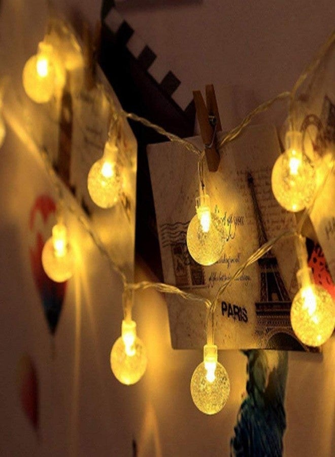 MIRADH 3 Metre 14 Bulb Globe Crytal String Light for Decoration, Diwali Lights for Decoration for Home Plug Powered, Warm White - Image 4