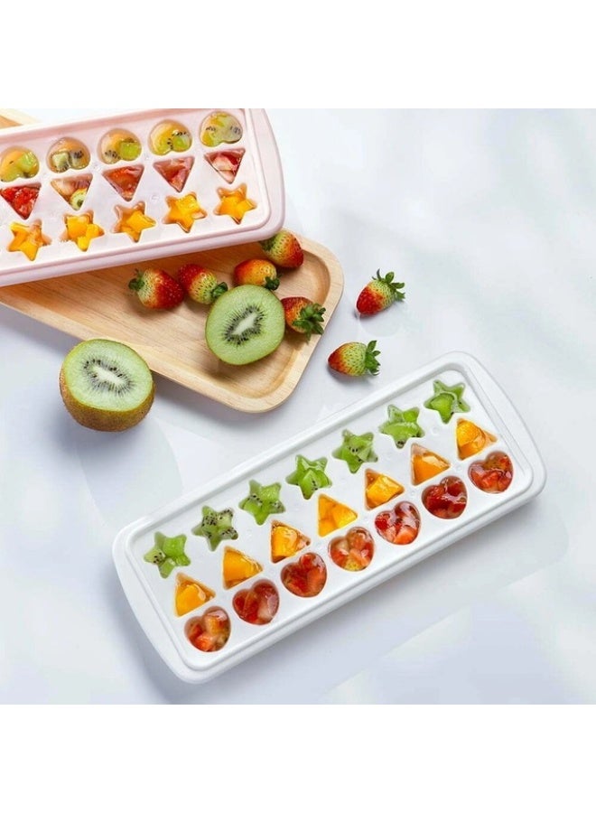 صينية مكعبات ثلج على شكل مثلث وقلب، صينية ثلج بلاستيكية متعددة الألوان، 21 فتحة، للمشروبات والعصائر والكوكتيلات والحفلات والاستخدام المنزلي - Image 1