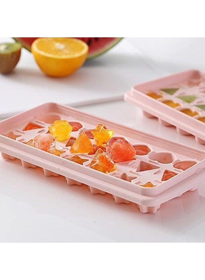 صينية مكعبات ثلج على شكل مثلث وقلب، صينية ثلج بلاستيكية متعددة الألوان، 21 فتحة، للمشروبات والعصائر والكوكتيلات والحفلات والاستخدام المنزلي - Image 2