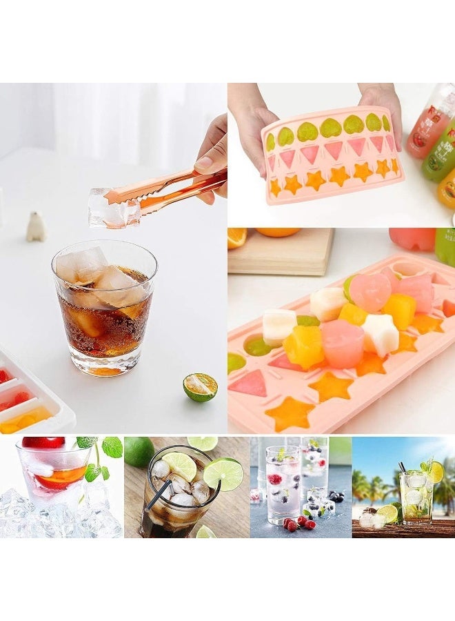 صينية مكعبات ثلج على شكل مثلث وقلب، صينية ثلج بلاستيكية متعددة الألوان، 21 فتحة، للمشروبات والعصائر والكوكتيلات والحفلات والاستخدام المنزلي - Image 3