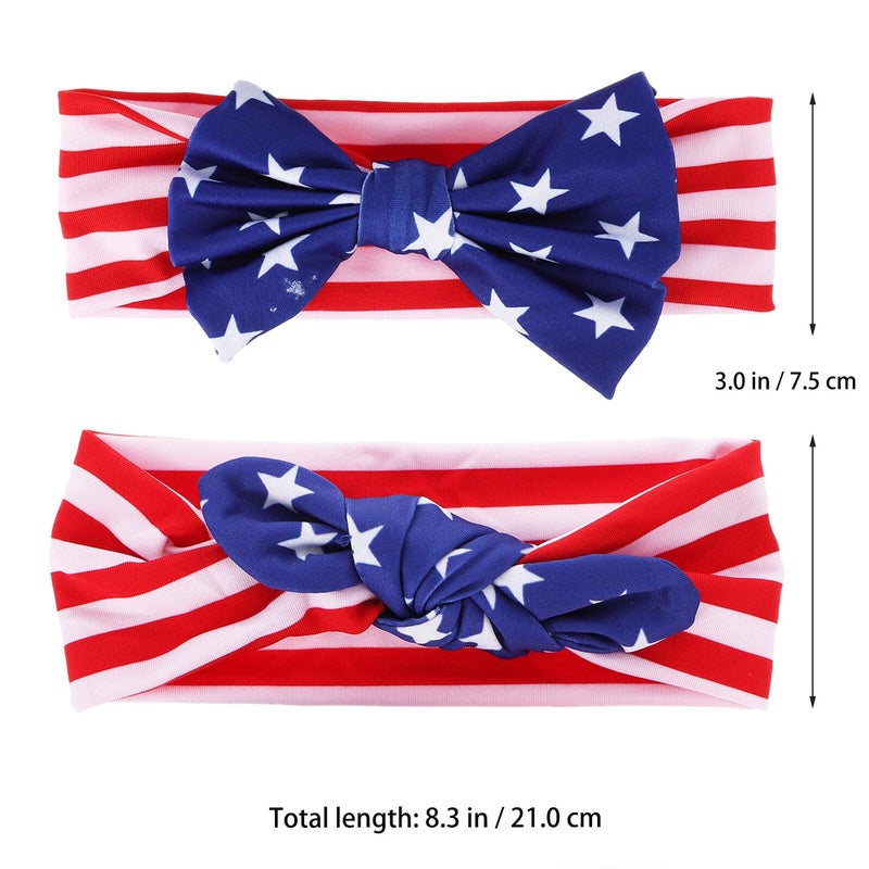 مجموعة عصابات رأس وطنية للرضع من 3 تصاميم أذن أرنب وعقدة ربطة للرابع من يوليو - Image 3