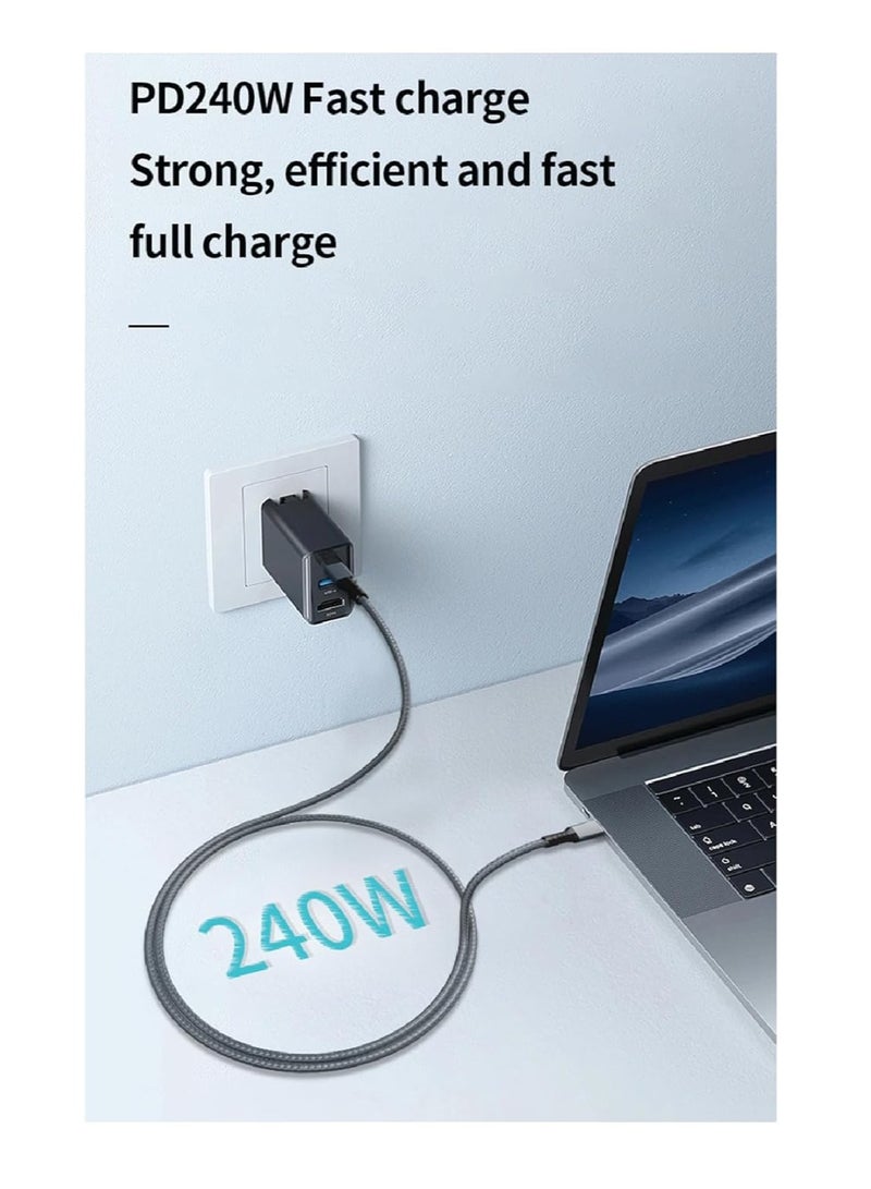 PD fast charging cable - data cord - USB C to Type C - USB 4 - 4G - Thunderbolt 4 - i-Marker chip - 40Gbps - 8K @120Hz - 48V/5A - 240W - 1 meter - Gray - Image 5