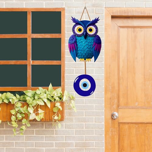GENXTRA® Blue Owl with Evil Eye Charm – MDF Home Wall Decor MDF Wall Hanging Signs for Home Entrance, Drawing Room, or Balcony | Decorative Plaques for Housewarming (HOME_06) - Image 3