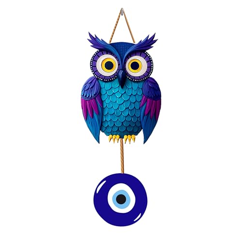 GENXTRA® Blue Owl with Evil Eye Charm – MDF Home Wall Decor MDF Wall Hanging Signs for Home Entrance, Drawing Room, or Balcony | Decorative Plaques for Housewarming (HOME_06) - Image 1