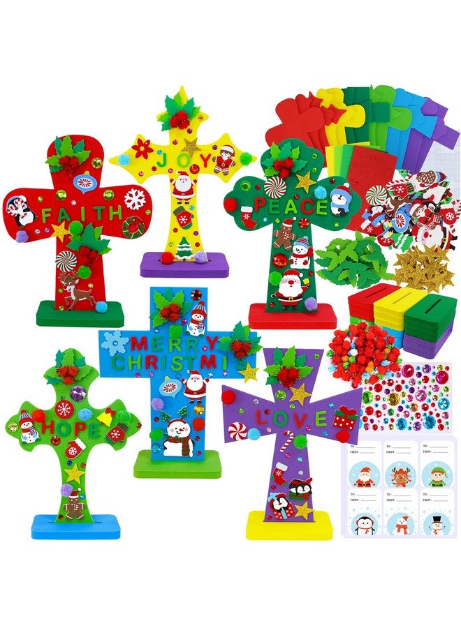 Winlyn 18 Sets Christmas Craft Kits Diy Christmas Standup Cross Decorations Art Sets Snowman Snowflake Christmas Foam Stickers Arts And Crafts For Kids Party Classroom Sunday School Vbs Activities - Image 1