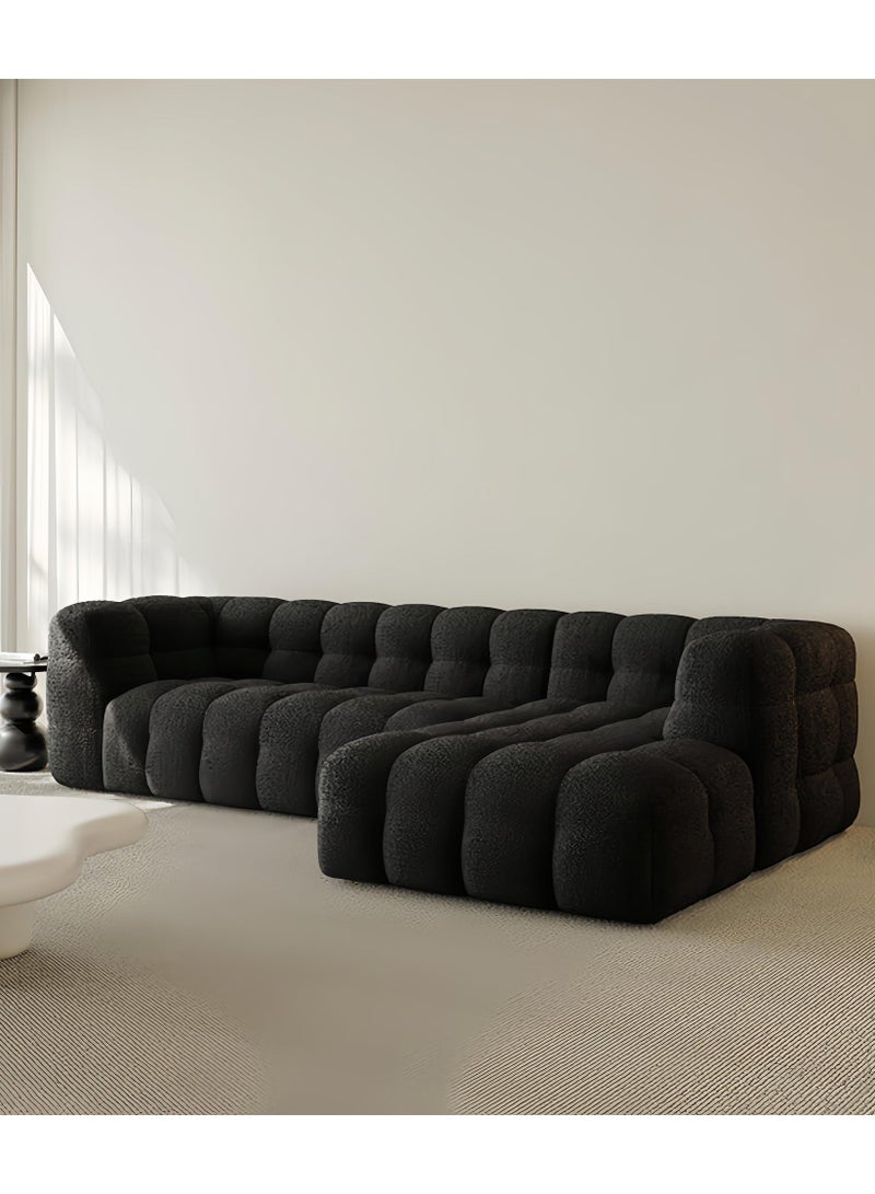 KARNAK Karnak Rayah Fleece Fabric Overstuffed Multifunction L-shaped Sofa Chair Set - BLACK (300cm)  - Image 1
