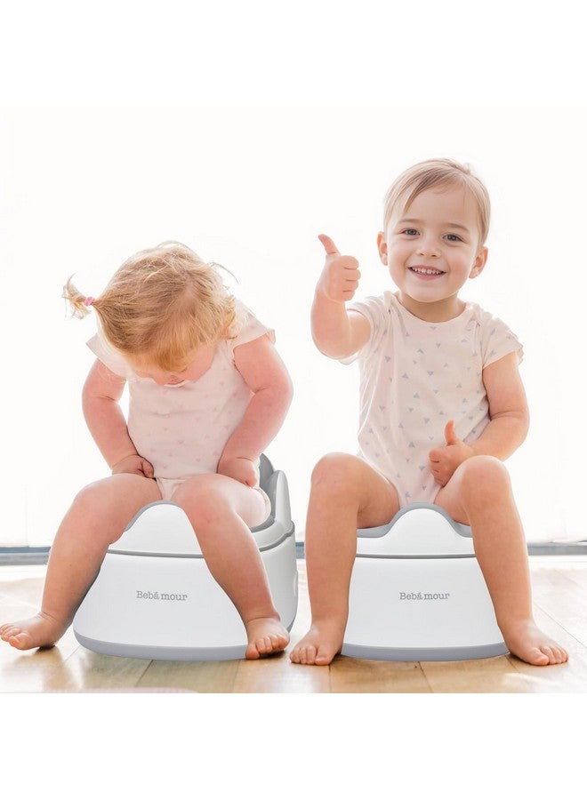 Bebamour Potty Training Toilet 3 in 1 Multi-Functional Potty Seat Detachable Baby Potty Step Stool Anti-Slip Stable Potty Training Toilet with 100 Pack Trash Bags for Baby Toddler Kids(Grey) - Image 1