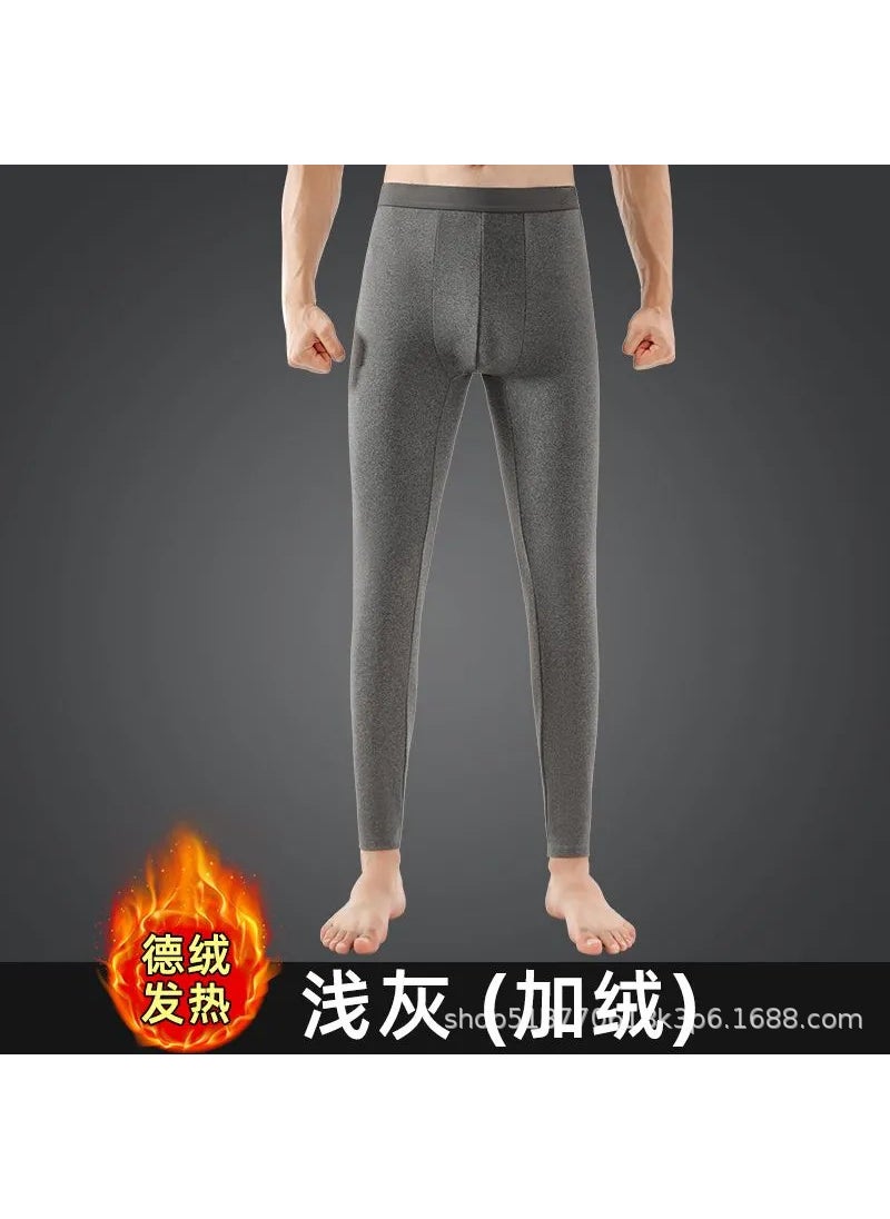 Generic Mens Thermal Velvet Underwear Autumn Pants[1 New de Velvet] light gray [1 New de Velvet] light gray 