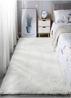 fashionhome Interior Decoration Luxurious Modern Home Floor Mat Carpet Furry Rug Fluffy Soft For Living Room Bedroom Decor Washable White Rectangle shape 160x80cm  - Image 2