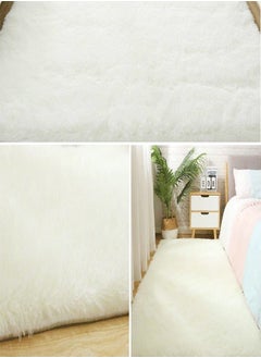fashionhome Interior Decoration Luxurious Modern Home Floor Mat Carpet Furry Rug Fluffy Soft For Living Room Bedroom Decor Washable White Rectangle shape 160x80cm  - Image 4