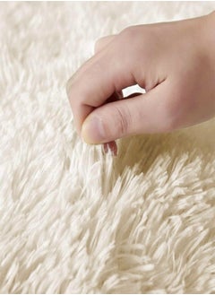 fashionhome Interior Decoration Luxurious Modern Home Floor Mat Carpet Furry Rug Fluffy Soft For Living Room Bedroom Decor Washable White Rectangle shape 160x80cm  - Image 5