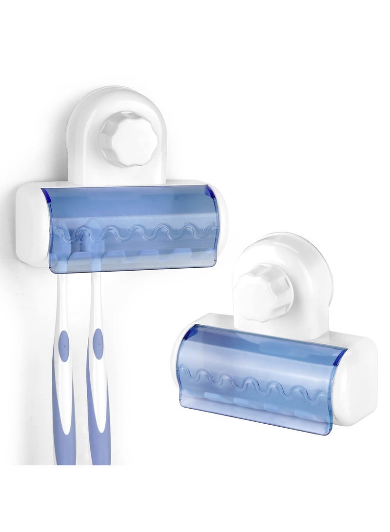 XiuWoo 2 PCS Toothbrush Holder Wall Mounted, 5 Slots Storage Organizer, Adhesive Hanger Rack for Shower Self, Dorm - Image 1