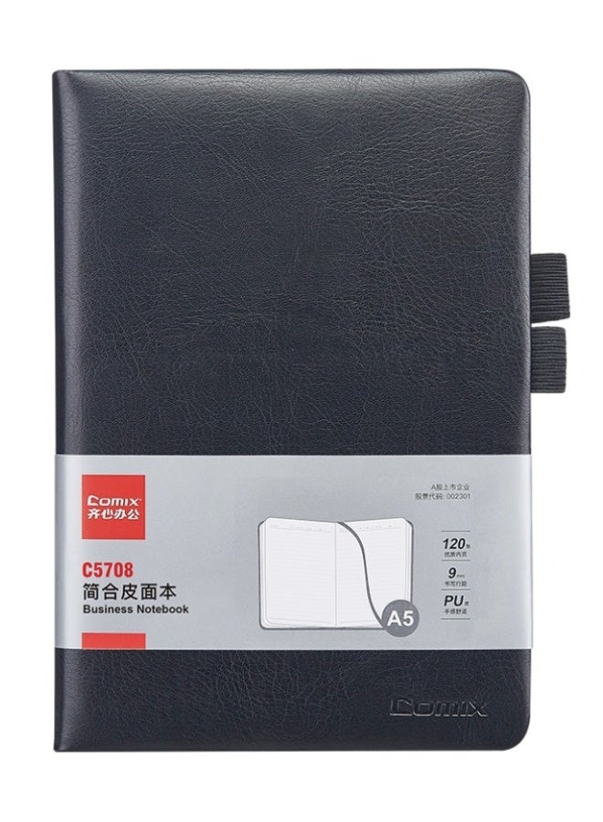 كوميكس كومكس - دفتر بغلاف مقوى جلد لون اسود  120ورقة - مقاس A5 - Image 1