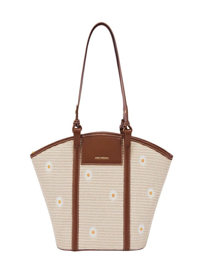 Lino Perros Monroe Daisy Bloom Off-White Tote Bag - Image 1