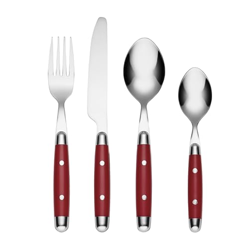 Cambridge 07216CBWD32R Jubilee Red 16Piece Flatware Set Thick Handles