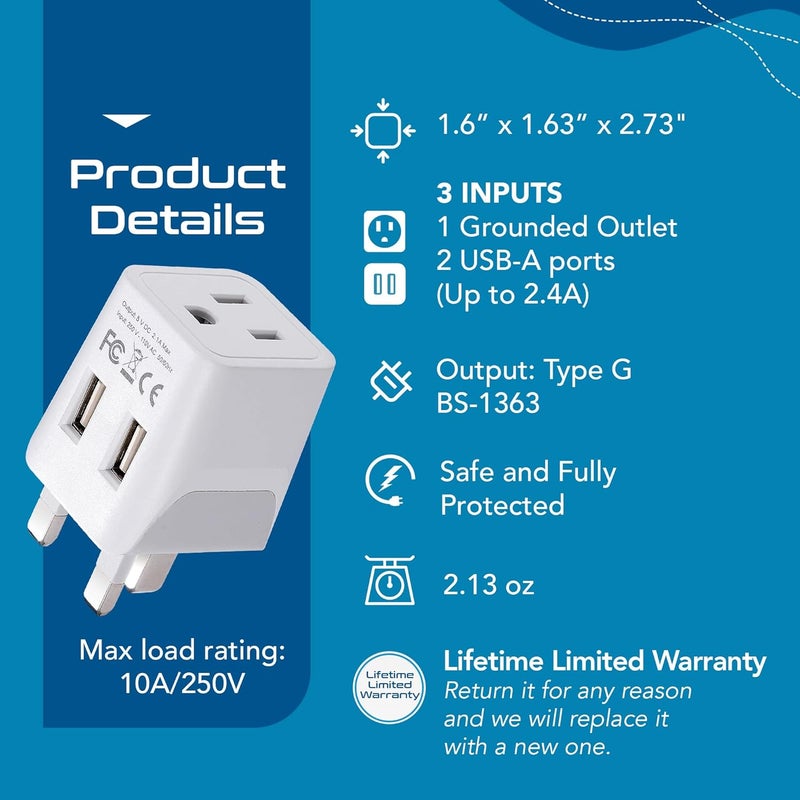 Ceptics European Plug Adapter, Safe USB-C 30W PD & QC 3.0-2 USA Socket - Compact & Powerful - Use in Greece, Italy, Switzerland, Turkey, Portugal - Includes Type C Swadapt Attachment - Image 5