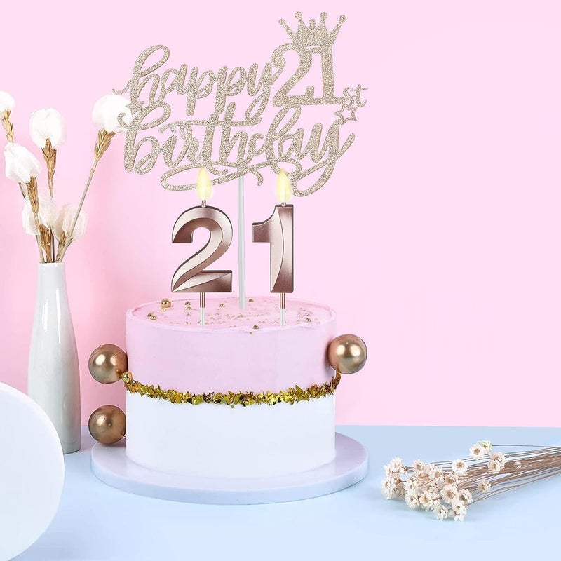 Juesly 21st Birthday Decorations for Her, Including 21st Birthday Sash and Tiara, Cake Topper, Candles, 21 Year Old Gifts for Her - Image 5