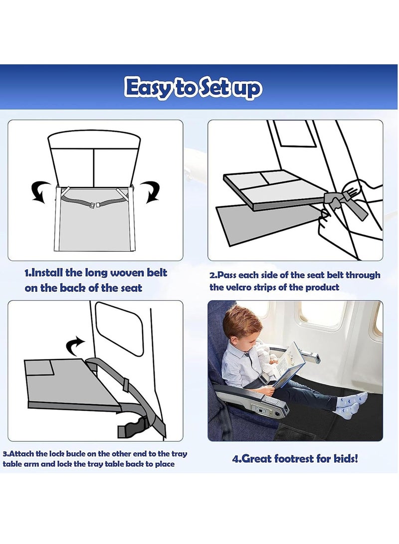general Toddler Airplane Bed, Airplane Seat Extender for Kids, Portable Kids Bed with Removable Soft Mat&Baby Travel Essentials for Flying Sleeping,Toddler Bed for Airplane Travel (Blue)  - Image 2