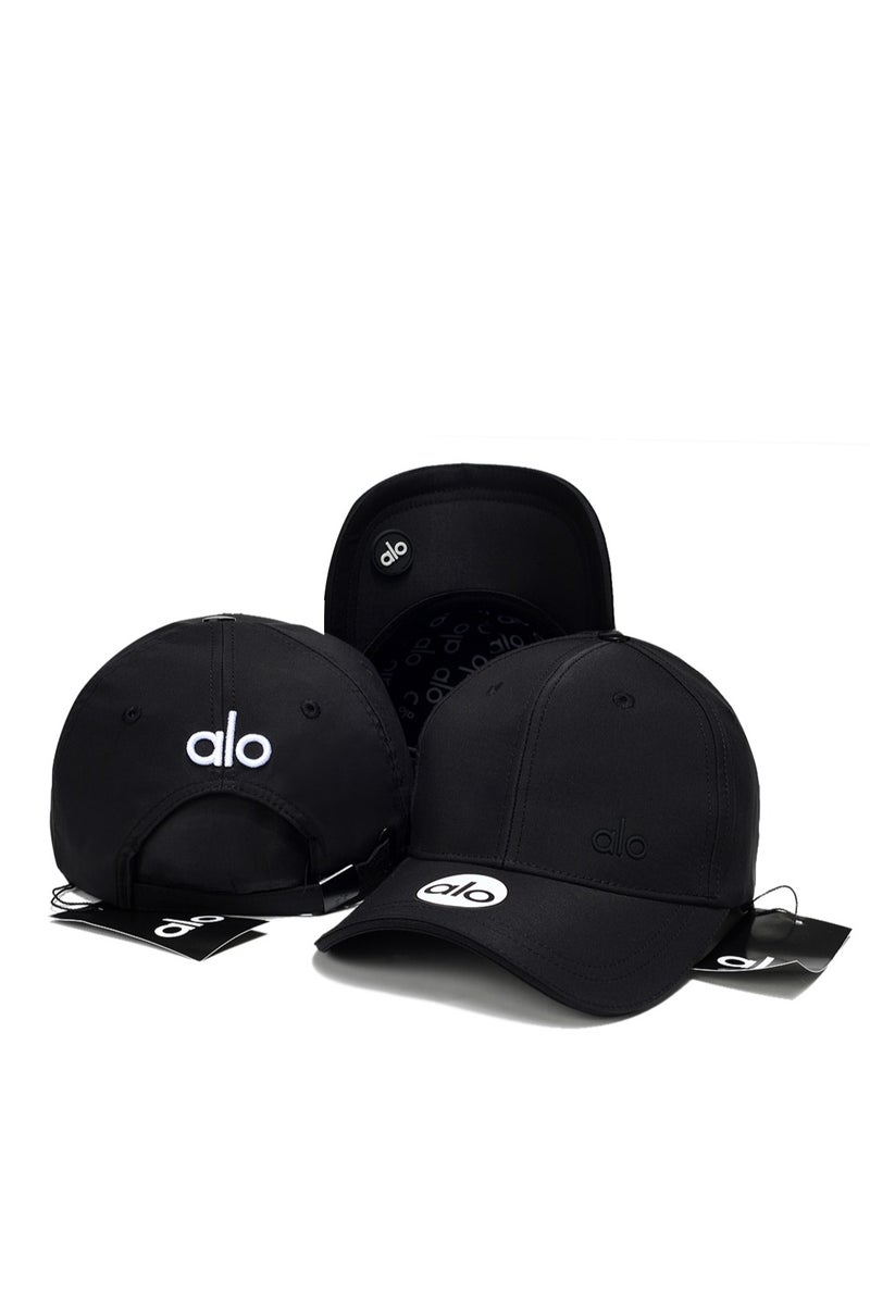 alo Alo Cap: Black, Contrast Logo & Brand Detailing 