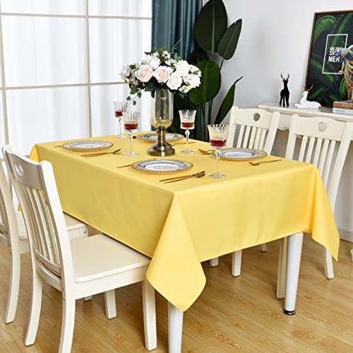 KAIPHO Yellow Square Tablecloth Waterproof Stain Resistant Wrinkle Free Table Cloth 210GSM Polyester Wipeable Table Cover for Party, Banquet, Indoor and Outdoor - Rectangle/Rectangular, 60 x 60 inch - Image 1