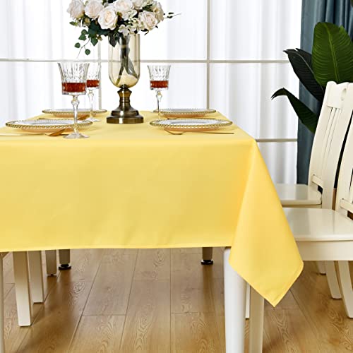 KAIPHO Yellow Square Tablecloth Waterproof Stain Resistant Wrinkle Free Table Cloth 210GSM Polyester Wipeable Table Cover for Party, Banquet, Indoor and Outdoor - Rectangle/Rectangular, 60 x 60 inch - Image 2