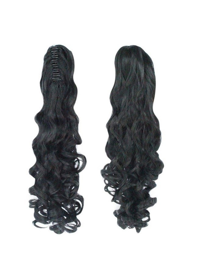 Anogol Hair+Cap Black Cosplay Wig With Clip-on Ponytails Long Curly Wigs with Bangs for Halloween Costume Party for Girls Women 2 Curly Ponytails Black Cosplay Wig Long Wavy Pigtails Wig with Bangs - Image 5