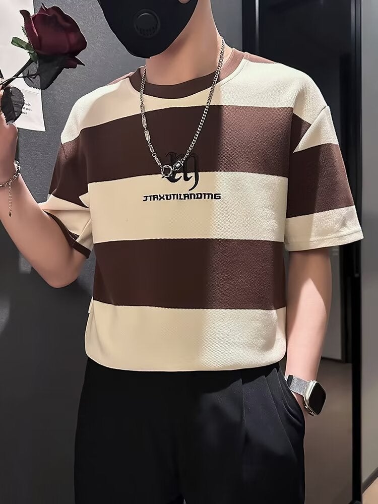 New Short-Sleeved T-Shirt Men'S Summer Korean-Style Trendy Simple Half-Sleeved Top Hong Kong-Style Loose Casual Trendy Brand T-Shirt - Image 3