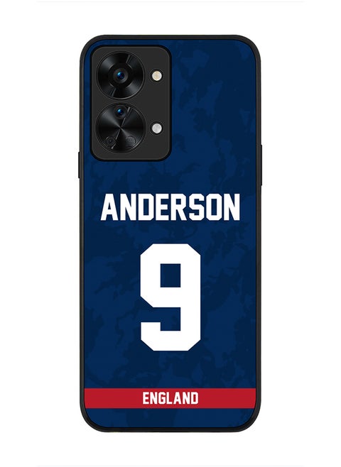 Rugged Black Edge Case for OnePlus Nord 2T, Slim fit Soft Case Flexible Rubber Edges Thin Cover - Player Name - James Anderson, Jersey Number- 9