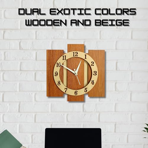Nozvera Wall Clock for Home Handmade Stylish Silent Analog Wall Clock for Living Room, Bedroom, Kitchen, Office (Silent Non-Ticking, 30Cm X 30Cm, Wooden Beige) - Image 2