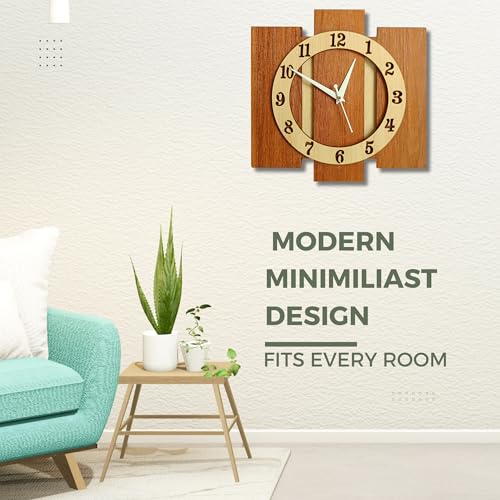 Nozvera Wall Clock for Home Handmade Stylish Silent Analog Wall Clock for Living Room, Bedroom, Kitchen, Office (Silent Non-Ticking, 30Cm X 30Cm, Wooden Beige) - Image 5