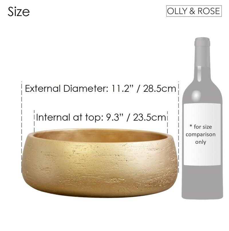 Olly & Rose Large Ceramic Planter Bowl Shallow Plant Pot - Gold Flower Pot Indoor and Outdoor Decorative Bowl Garden and Home Décor - Image 2