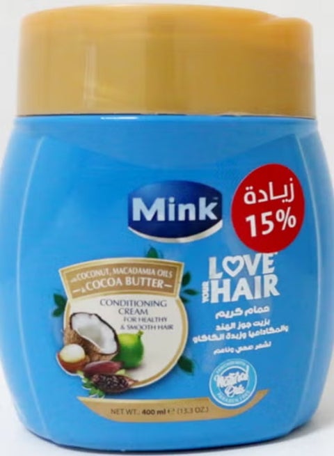 Mink Hair Conditioning Cream With Coconut, Macadamia Oils & Cocoa Butter 400 ml (Packaging may vary)