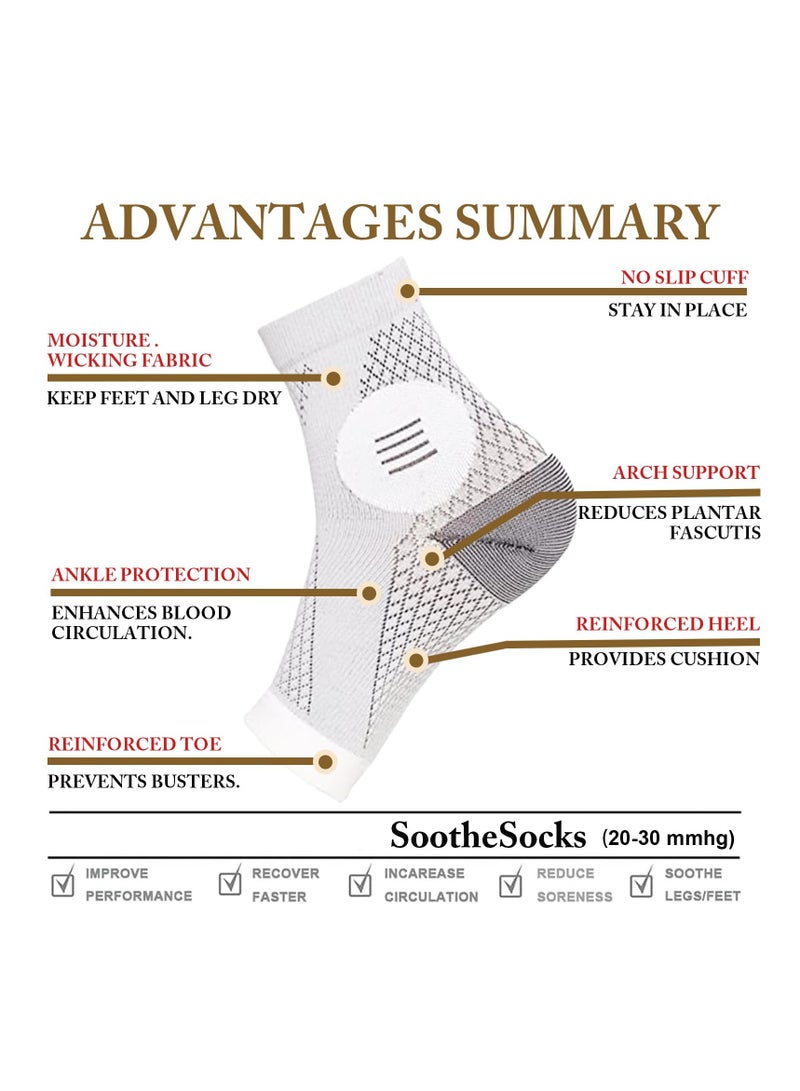 2 Pairs of Dr. Sock Soothers - Compression Socks for Neuropathy and Plantar Fasciitis Relief - Anti-Fatigue Foot Sleeves for Men and Women, Size L (Gray) - Pain Relief Support - Image 4