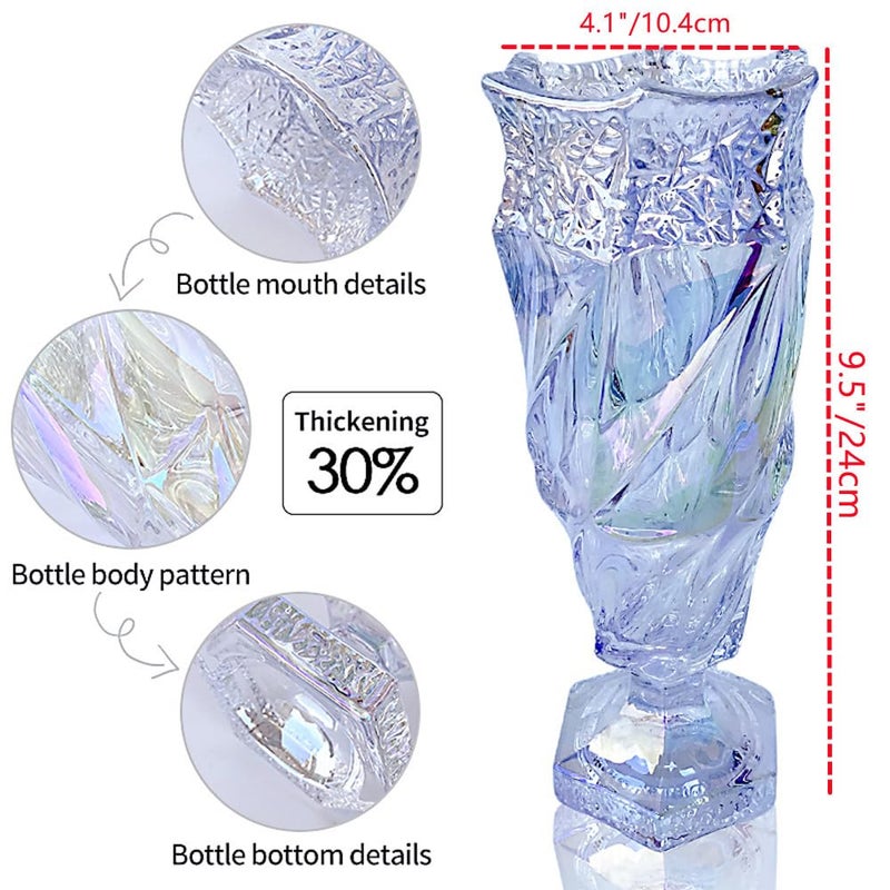 Eastern Rock Glass Flower vase 2.4lb 9.5inch,Bohemian Style, for Centerpieces,Wedding,Home Decor Glass Vase (Sparkling) - Image 2